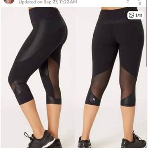 Sweaty Betty Black Power Wetlook Mesh Crop Workout Leggings Small